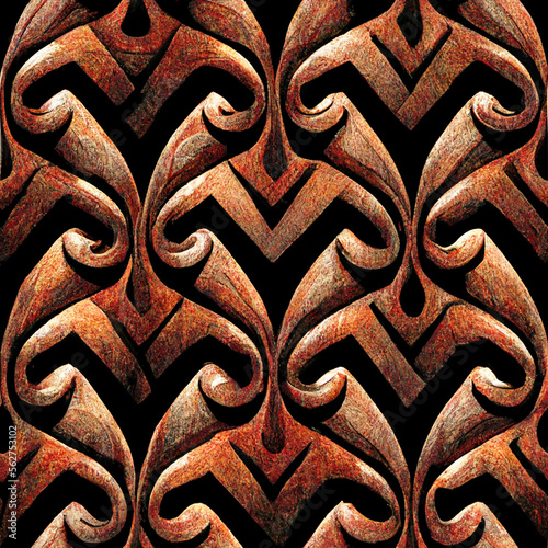 Maori Seamless Pattern Tile - Generative AI photo