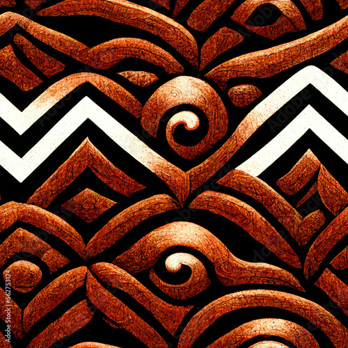 Maori Seamless Pattern Tile - Generative AI photo