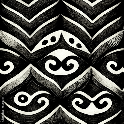 Maori Seamless Pattern Tile - Generative AI photo