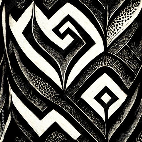 Maori Seamless Pattern Tile - Generative AI photo