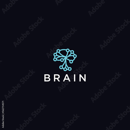 Brain logo design template. Vector technology