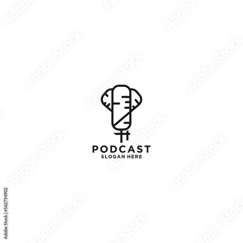 Podcast logo vector icon design template 