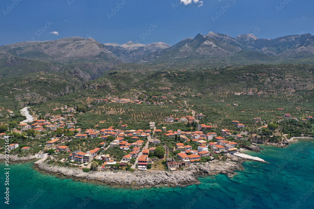 Obraz premium Drone photo of Kardamyli, Mani, Greece