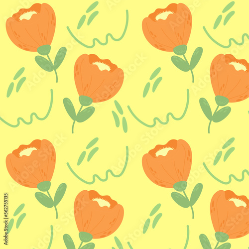Flowers,floral patern with cute elements. Hand drawn floral seamless pattern vector illustration. 
