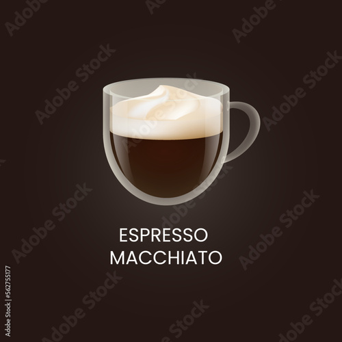 Delicious espresso macchiato. Drink vector illustration design	