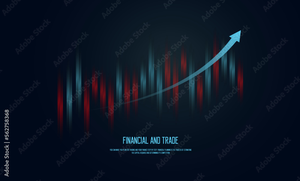 Fototapeta premium Forex market graph with financial investment or Economic trends, vector gracandle stick. World business graph or chart stock market, forex trading