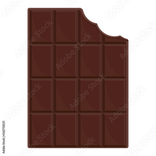 a bitten chocolate bar, color vector isolated cartoon-style illustration