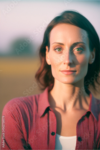 hyper realistic photography portrait of a woman in the field. farm, harvest. generative AI