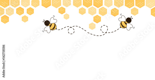 Beehive honeycomb with bee cartoons on white background vector illustration.