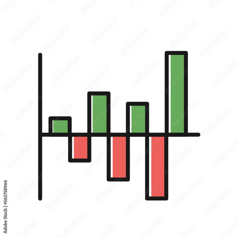 Fototapeta premium bar price chart diagram financial stock price icon bullish bearish market in minimal mono design