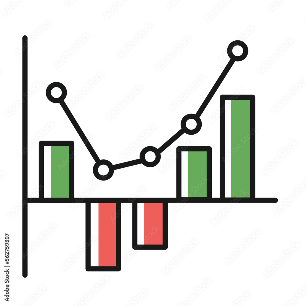 bar price chart diagram financial stock price icon bullish bearish market in minimal mono design