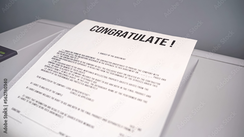 Obraz premium CONGRATULATE greeting is printed. Typography Text with CONGRATULATE