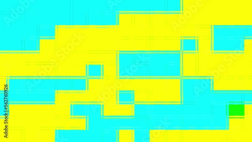 Yellow and turquoise block pattern in natural sea water motion pattern background. photo