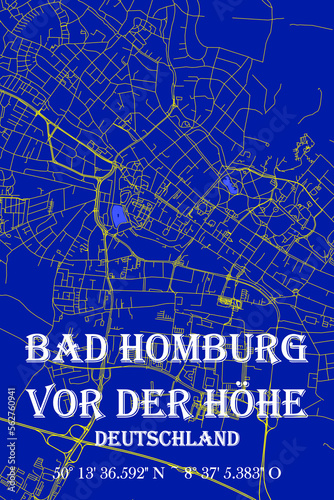 Nachtblaue moderne   sthetische Bad Homburg vor der H  he Stadtkarte