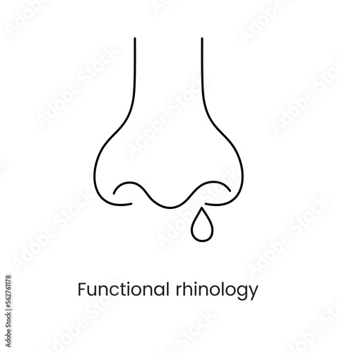 Functional rhinology icon line in vector  illustration of nose and drops  medicine.