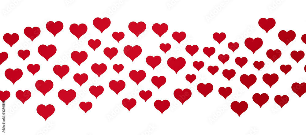  Red heart love confettis. Valentine's day falling
