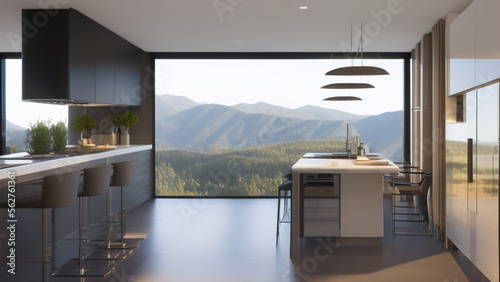 modern kitchen, suburbs, apartments, Generative AI © Francisco