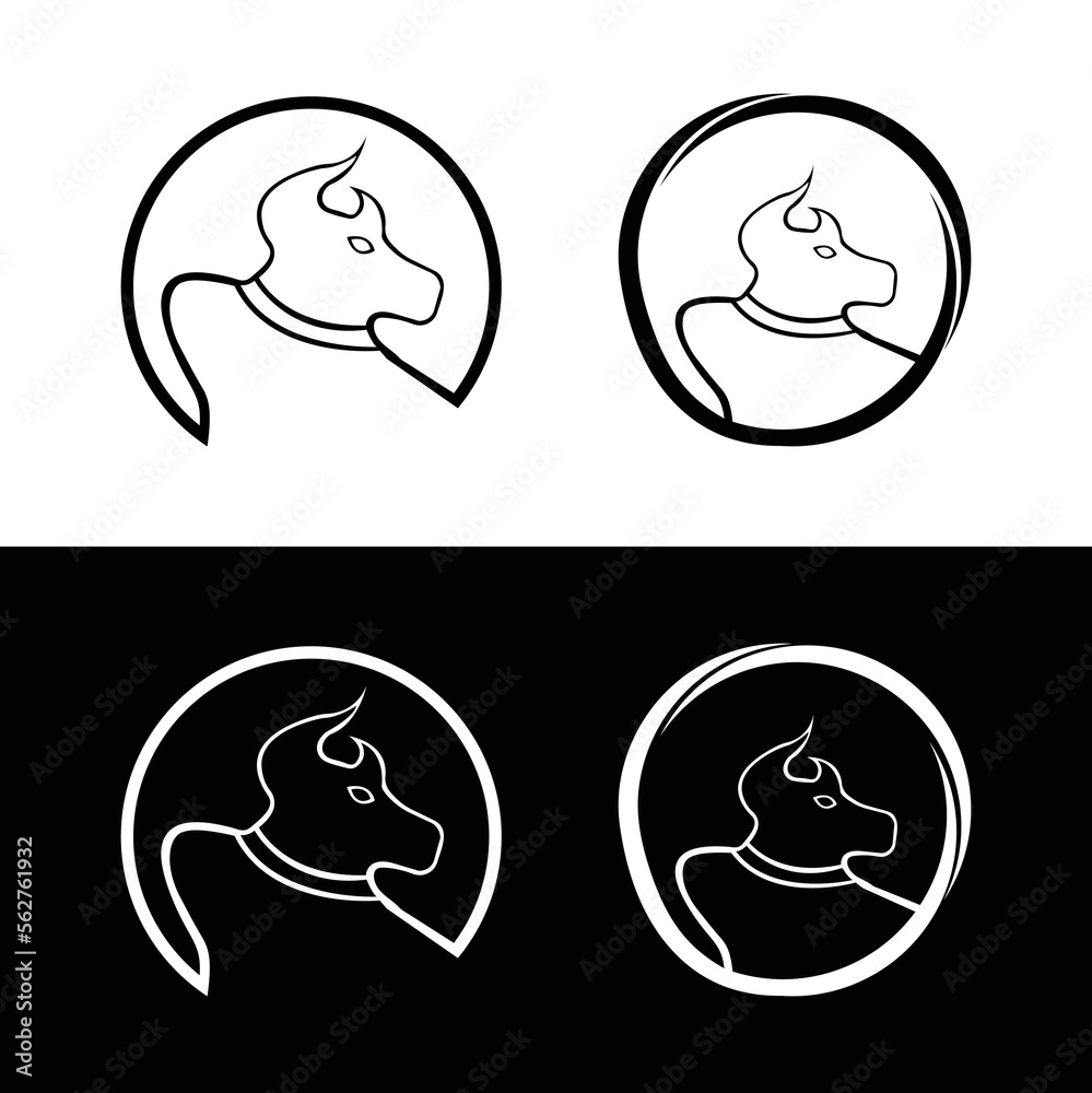 Circle bull animal vector logo design . Bull icon . Bull silhouette Circle bull animal vector logo design . Bull icon . Bull silhouette