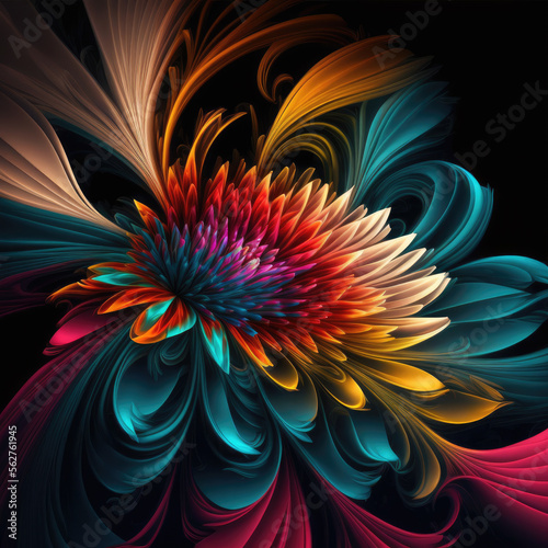 beautiful abstract colorful flower. isolated. Generative AI