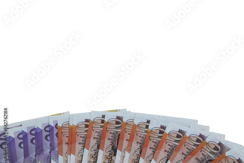 A spread of ten and twenty pound notes sterling transparent png .