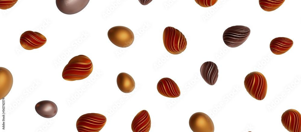 Fototapeta premium Abstract luxury golden easter eggs isolated