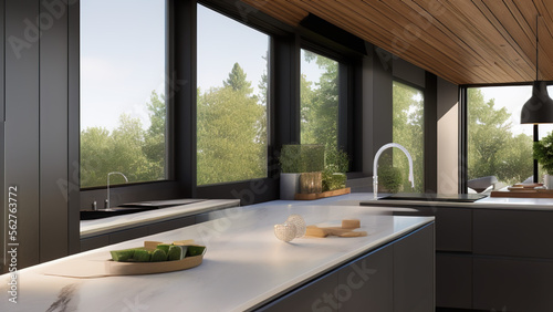 modern kitchen  suburbs  apartments  Generative AI