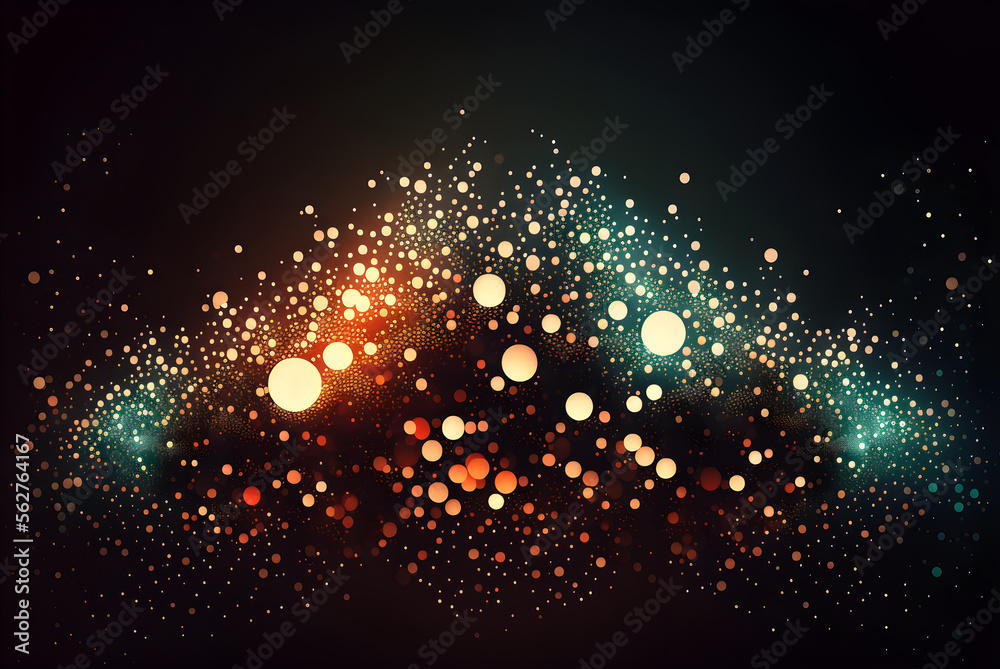 Abstract dark background with millions of glowing particles dots generative AI