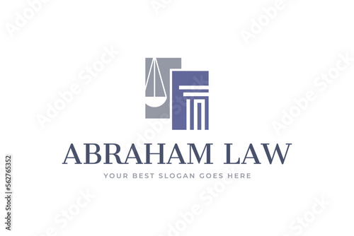 scales and pillars of law logo. representing legal justice and solid foundation by the law.