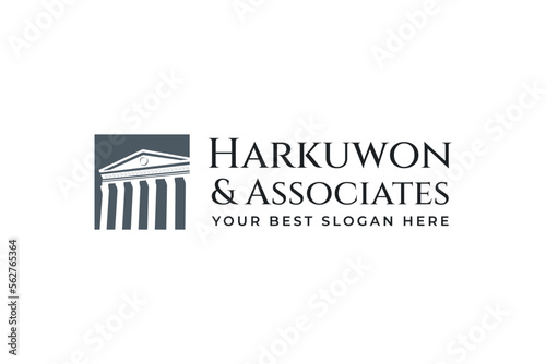 elegant justice building for law logo design template