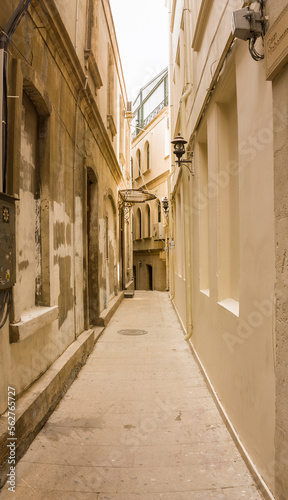 Ancient narrow streets in the historical center of Icheri Sheher, Baku, Azerbaijan.