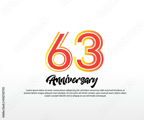 63 Year Anniversary Logo Vector Template Design Illustration