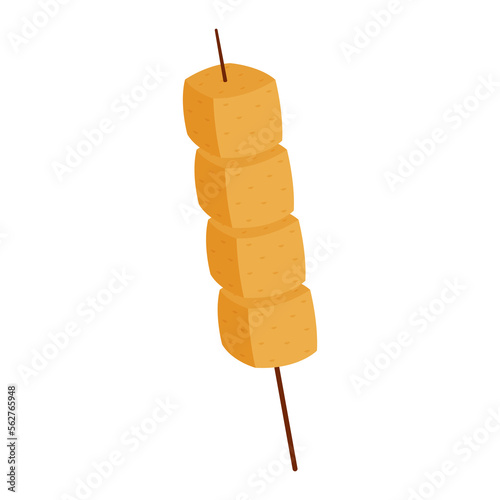 Tofu fried cubes isolated realistic icon. Vector vegetarian product of soybeans, soya meat pices. Bean curd food of coagulating soy milk, solid blocks of silken.