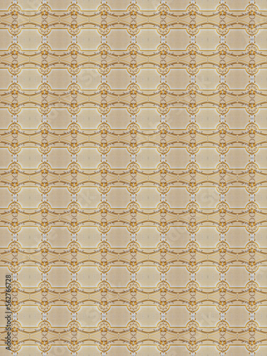 Obraz na płótnie Golden decorative kaleidoscope mosaic baroque ornament pattern of original decoration from historical buildin
g in Bratislava. Geometric design for fabric, textile print,
wrapping paper, cover.
w salonie