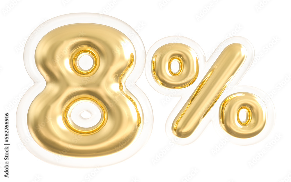 Discount 8 Percent 3D Gold Number Sale With Generative AI Discount 8 Percent 3D Gold Number Sale With Generative AI
