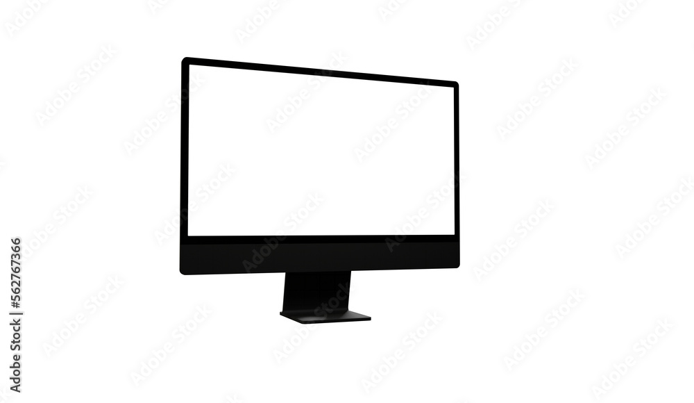 Realistic 3D Computer, with a white screen, isolated on a background Realistic 3D Computer, with a white screen, isolated on a background