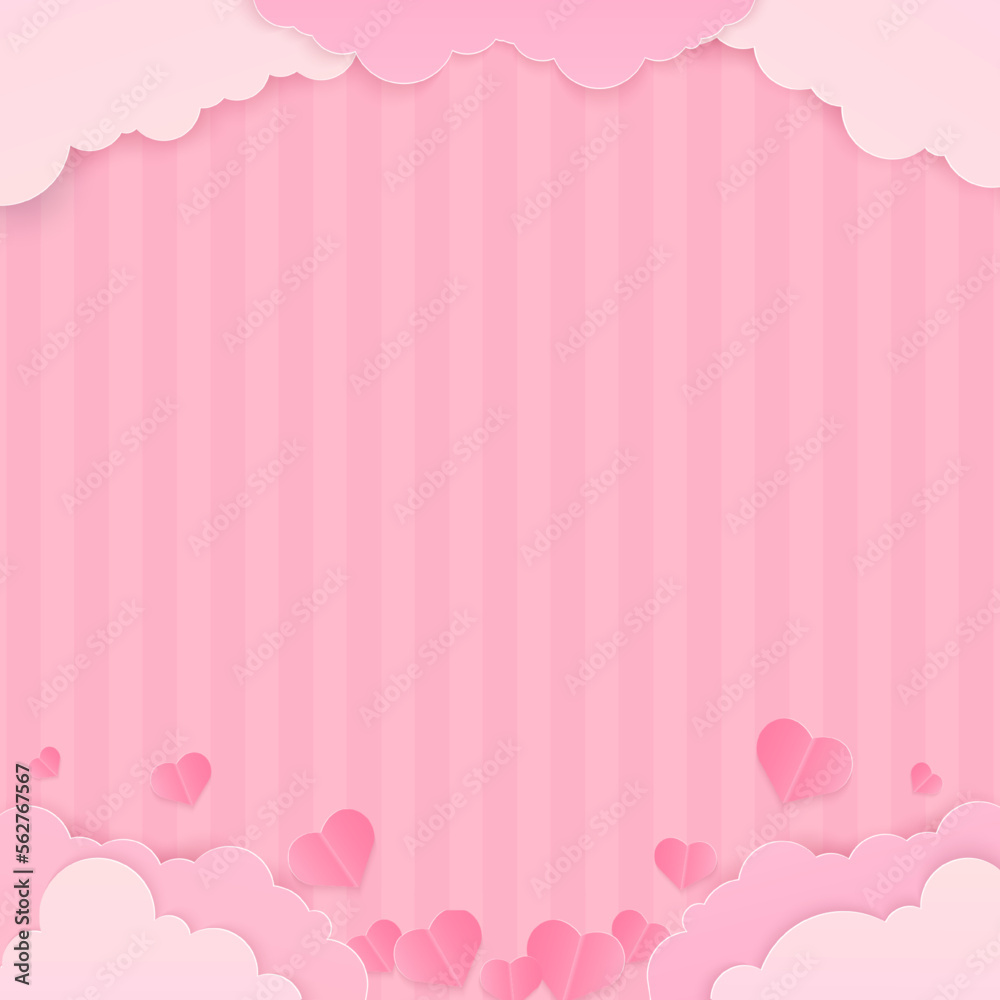 Heart and cloud on stripe pattern background