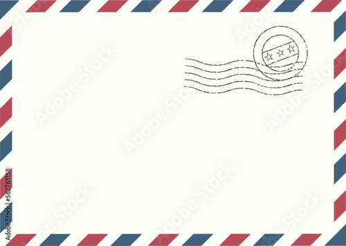 Air mail envelope with postal stamp