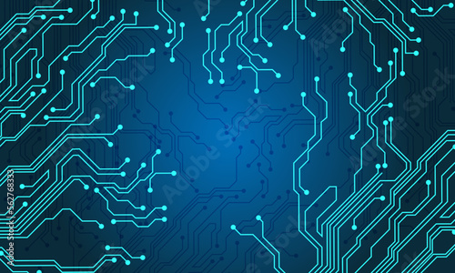 Blue line circuit computer technology futuristic background design creative vector