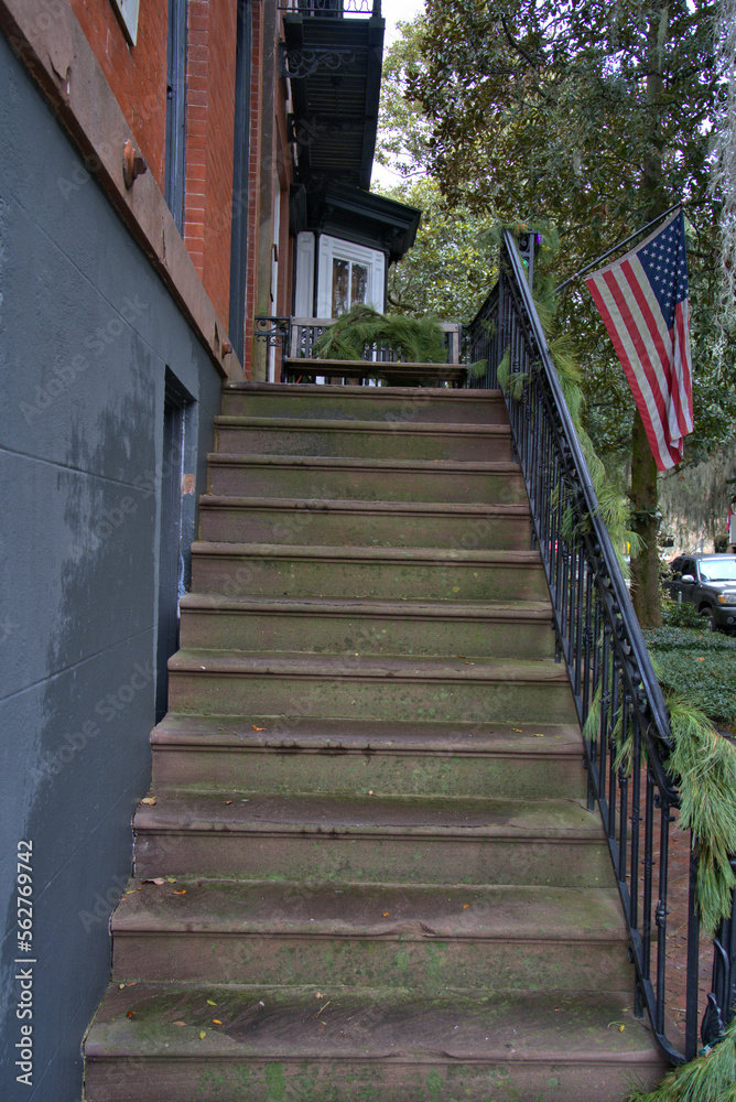 Stairs leading up to a historic home in Savannah, GA Stairs leading up to a historic home in Savannah, GA