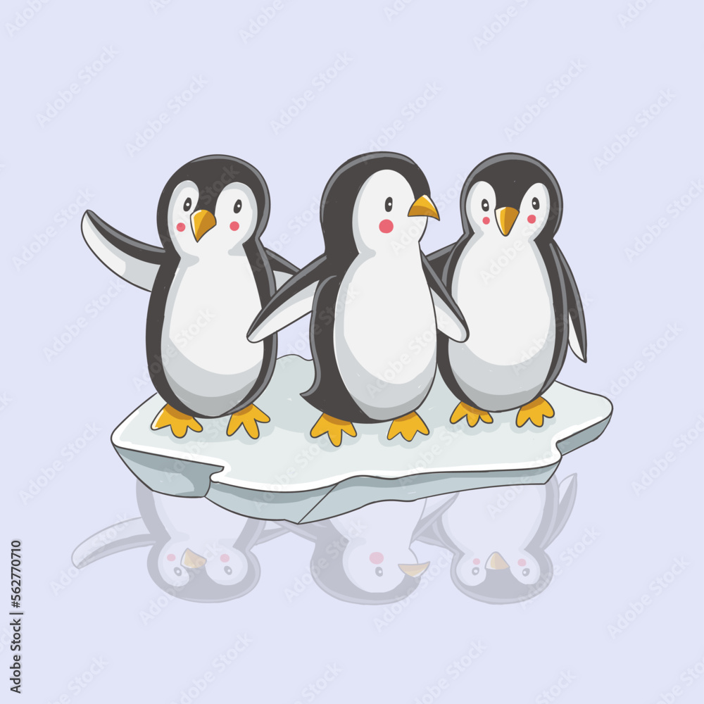 Fototapeta premium Penguin Illustration Cute Funny Vector