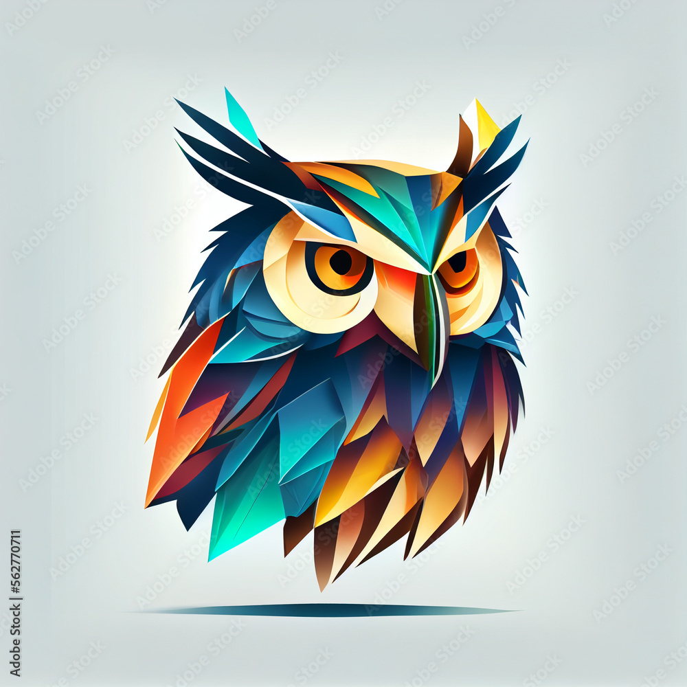 3D origami bird face, owl
