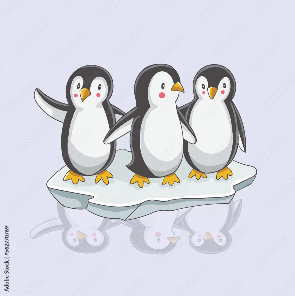 Fototapeta premium Penguin Illustration Cute Funny Vector