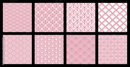 Viva Magenta seamless pattern set. Geometric vector art.