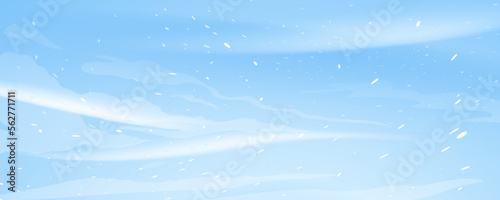 Snow blizzard nature texture illustration background, extreme weather conditions with cold wind and snow, winter wind with snow on blue sky background, extreme weather conditions