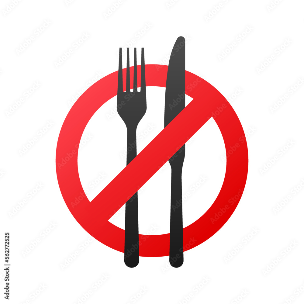 No eating. Photo show a no eating icon on white background. Vector stock illustration. No eating. Photo show a no eating icon on white background. Vector stock illustration.