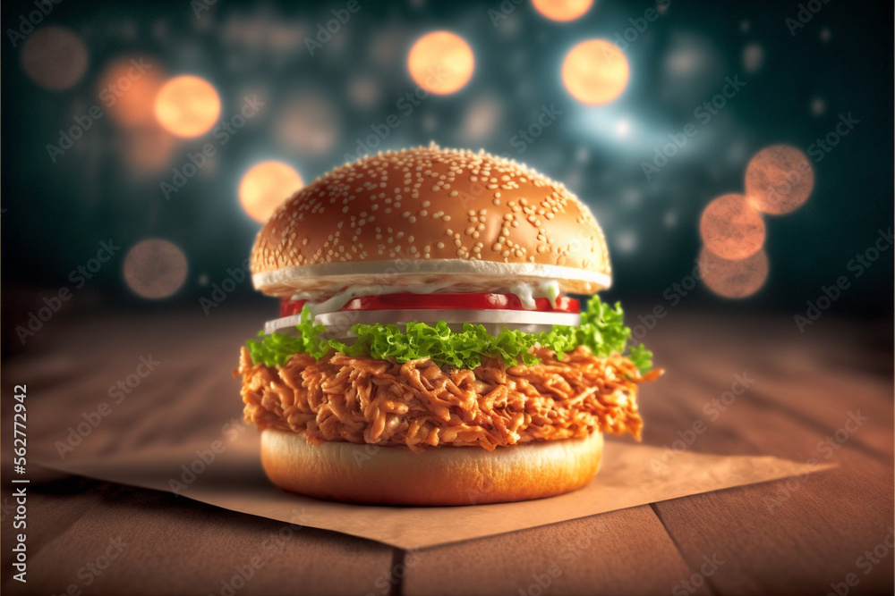 Crispy zinger burger filled with lattuce and cheese Stock Illustration