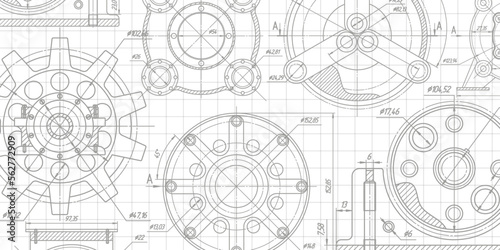 Gear background.Engineering education.Technical banner.Vector illustration .