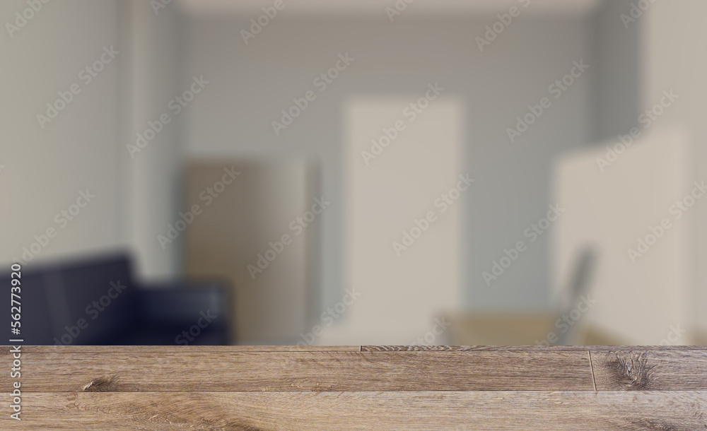 Open space office interior with like conference room. Mockup. 3D. Background with empty wooden table. Flooring. Open space office interior with like conference room. Mockup. 3D. Background with empty wooden table. Flooring.