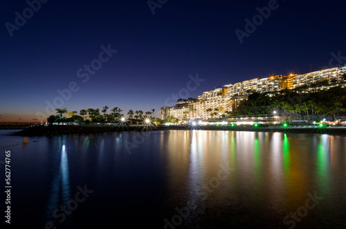 Anfi del Mar beach blue hour Gran Canaria Spain sunset