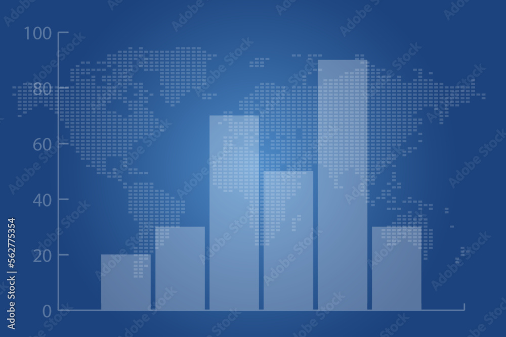 Bar graph finance and world map background, Vector illustration.